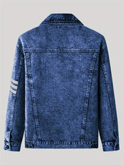 Men's Contrast Stitch Denim Jacket Street Style Button Up Cotton Blend
