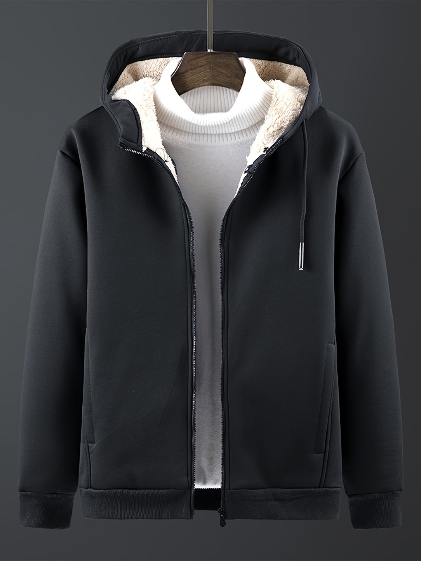 Men's Sherpa Lined Hoodie Zip Up Sweatshirt Warm Jacket