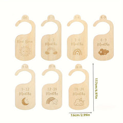 7pcs Kids' Clothing Separator Wooden Kids' Clothing Size Hanger