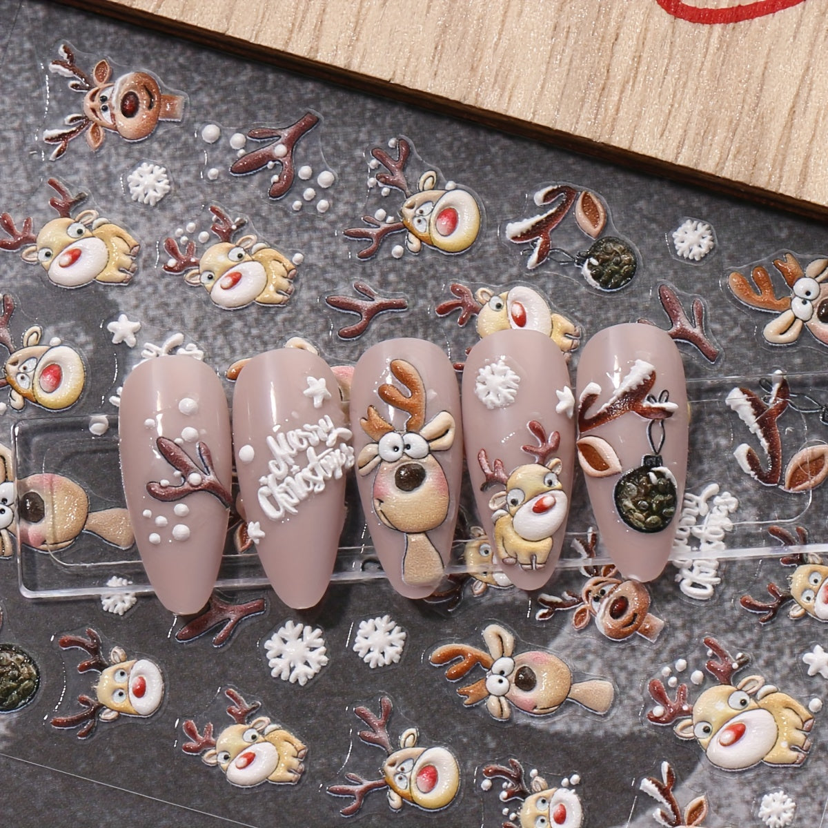 Christmas Nail Stickers 3 Packs - Reindeer Santa Snowflake & Snowman Designs