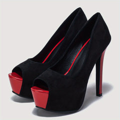 Women's Platform High Heels Peep Toe Slip On Stiletto Heels