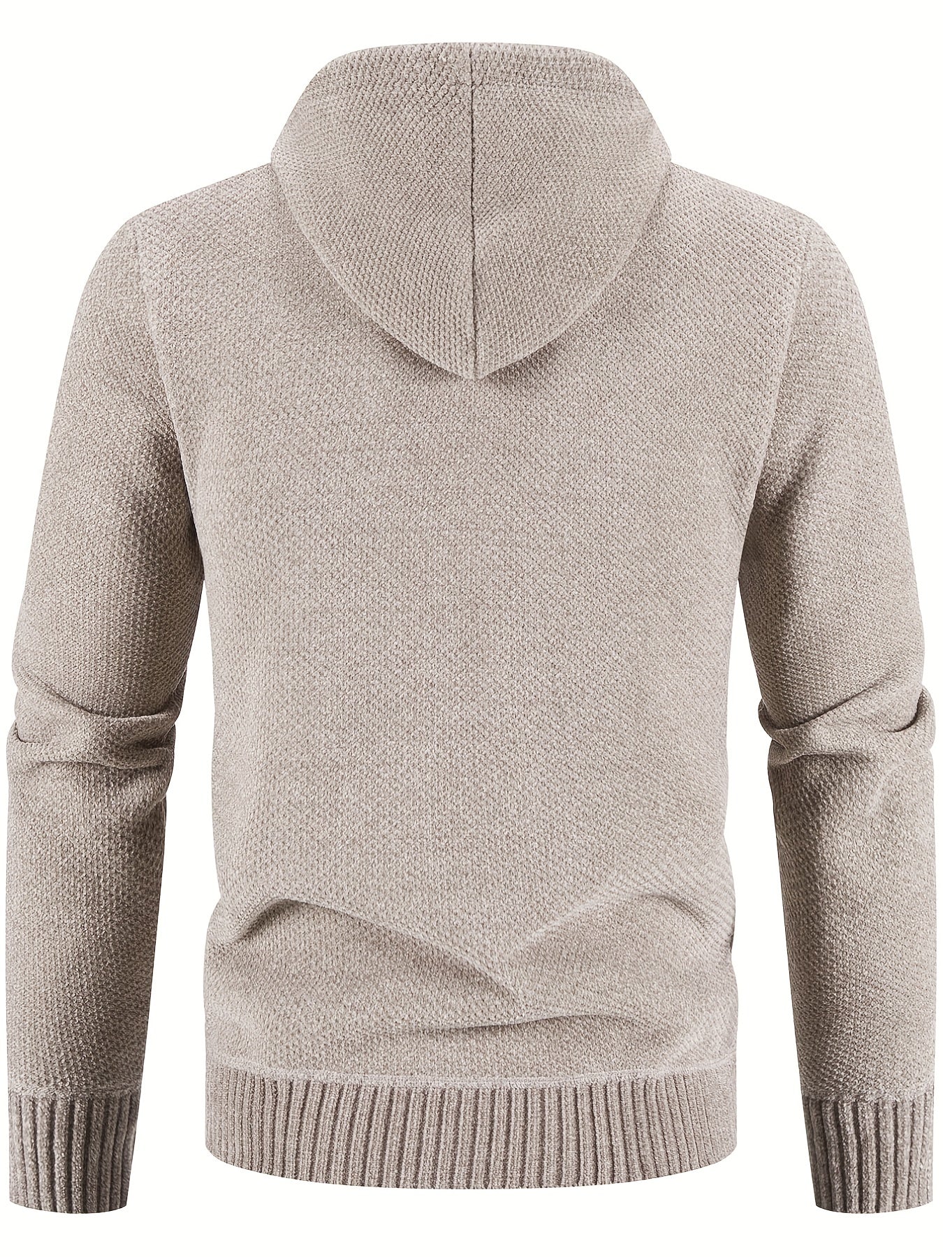 Men's Hooded Fleece Jacket Zip Up Knitted Cardigan