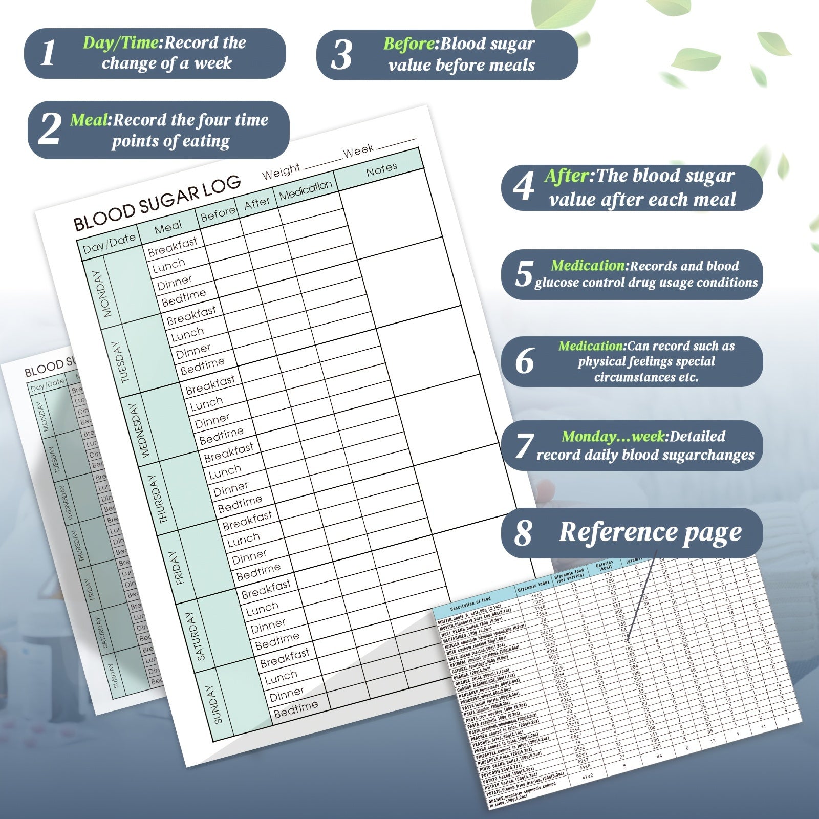 Daily Health Diary Logbook A5 Blood Glucose Medication Tracker