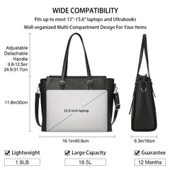 Waterproof Tote Bag With Laptop Compartment & Shoulder Strap