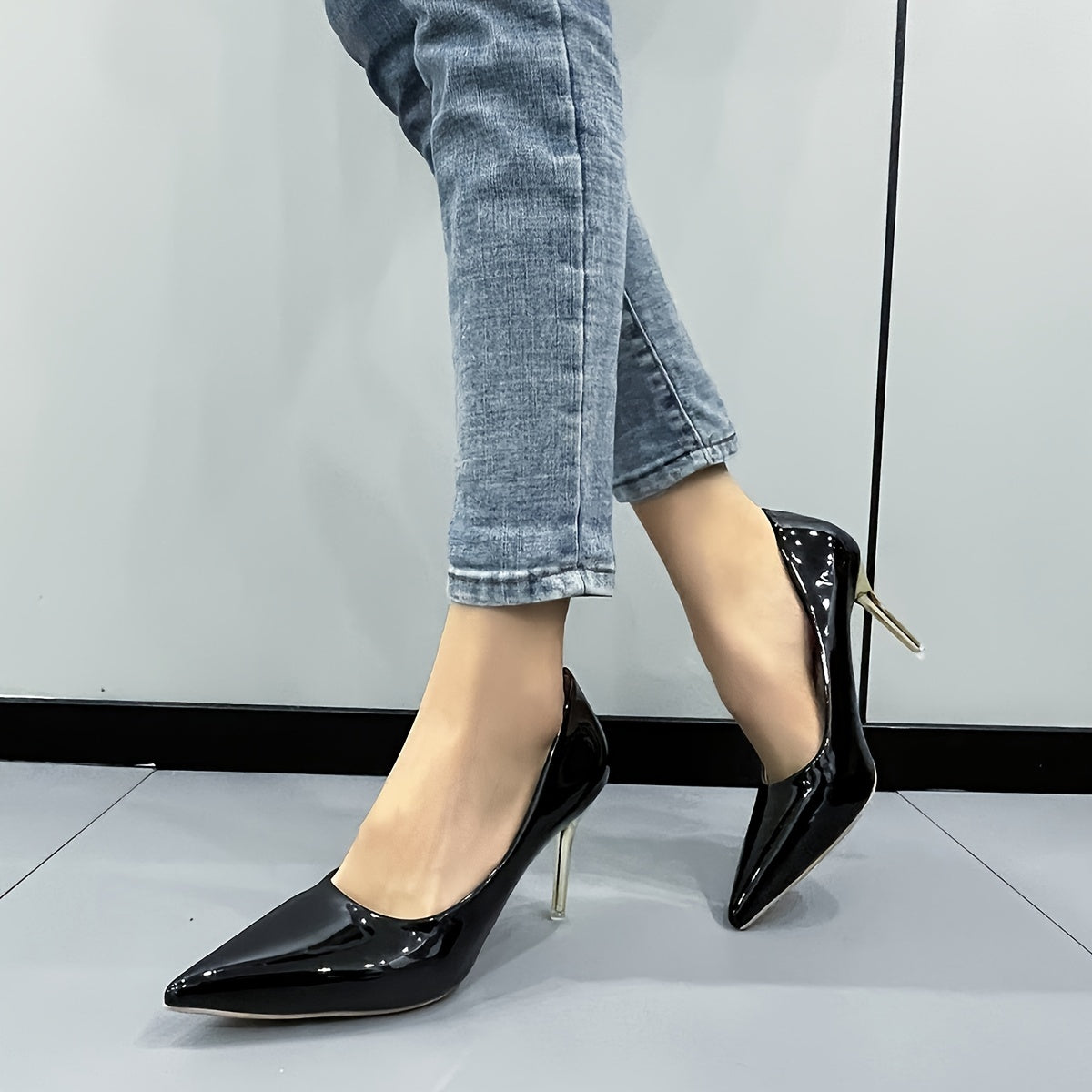 Women's Pointed Toe Court Pumps Patent Leather Stiletto Heels