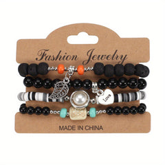 Colorful Beaded Bracelet Set Boho Style Hand Jewelry for Women