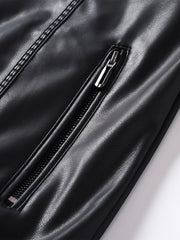 Men's Casual Zip Up Faux Leather Jacket