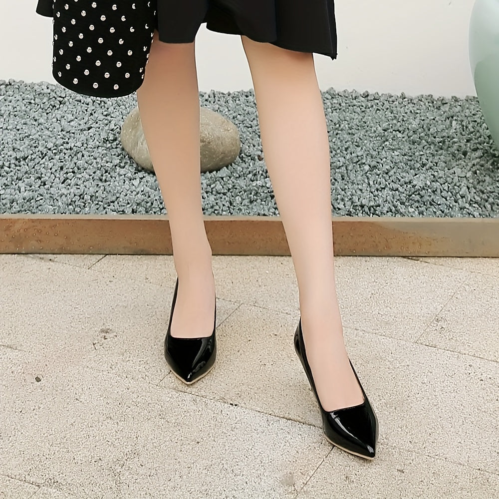 Women's Stiletto Heel Court Pumps Solid Pointed Toe Slip On High Heels