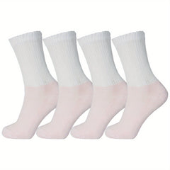 4 Pairs Bamboo Diabetic Ankle Socks Non Binding Top Women Men