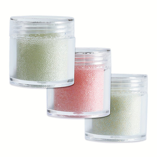 3Pcs Clear Crystal Glass Nail Decoration Balls Mini 3D Caviar Beads Charms