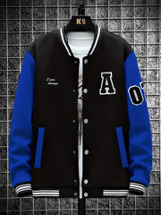 Chenille Embroidery Varsity Jacket Men's Casual Baseball Windbreaker Coat