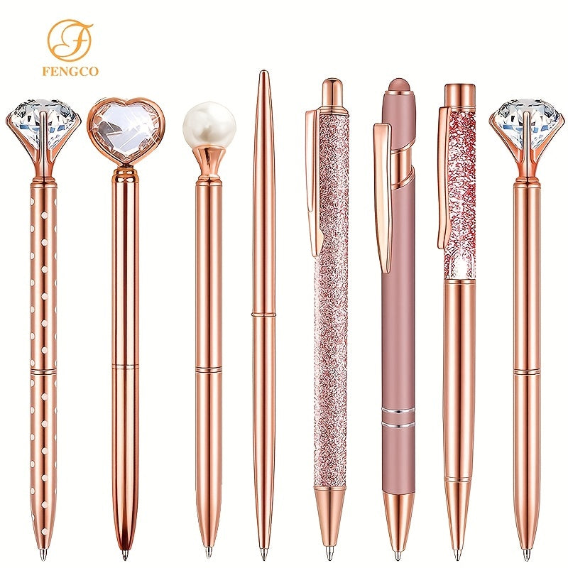 Rose Gold Ballpoint Pens with Quicksand Glitter Diamondoid