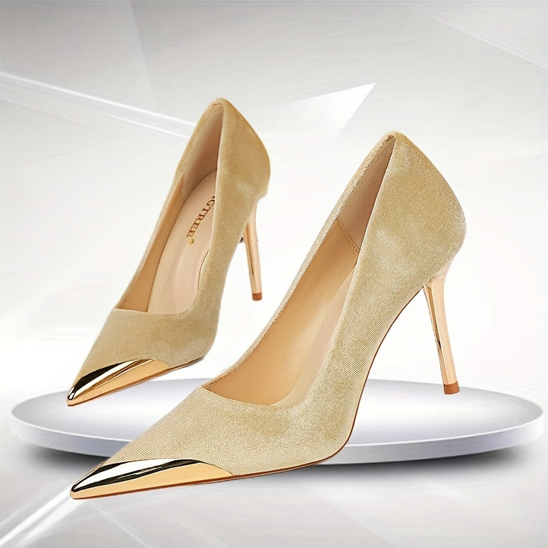 Women's Metal Toe High Heels Stilettos Dress Pumps