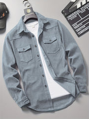Men's Loose Fit Denim Jacket Long Sleeve With Pockets