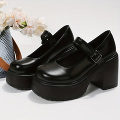 Women's Chunky Heeled Mary Jane Platform High Heels
