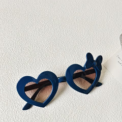 Girls Heart Frame Bowknot Decor Sunglasses UV Protection