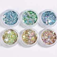 6 Boxes Holographic Nail Glitters for DIY Nail Art