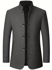 Men's Wool Blend Stand Collar Jacket Coat