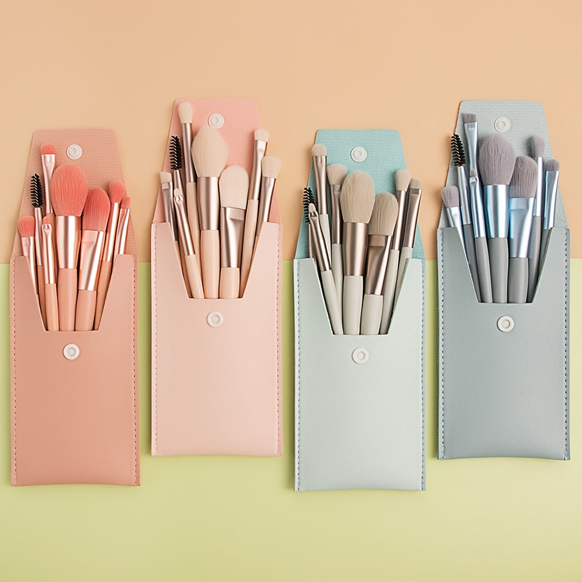8 Pcs Portable Soft Makeup Brushes Set Multicolor With Bag