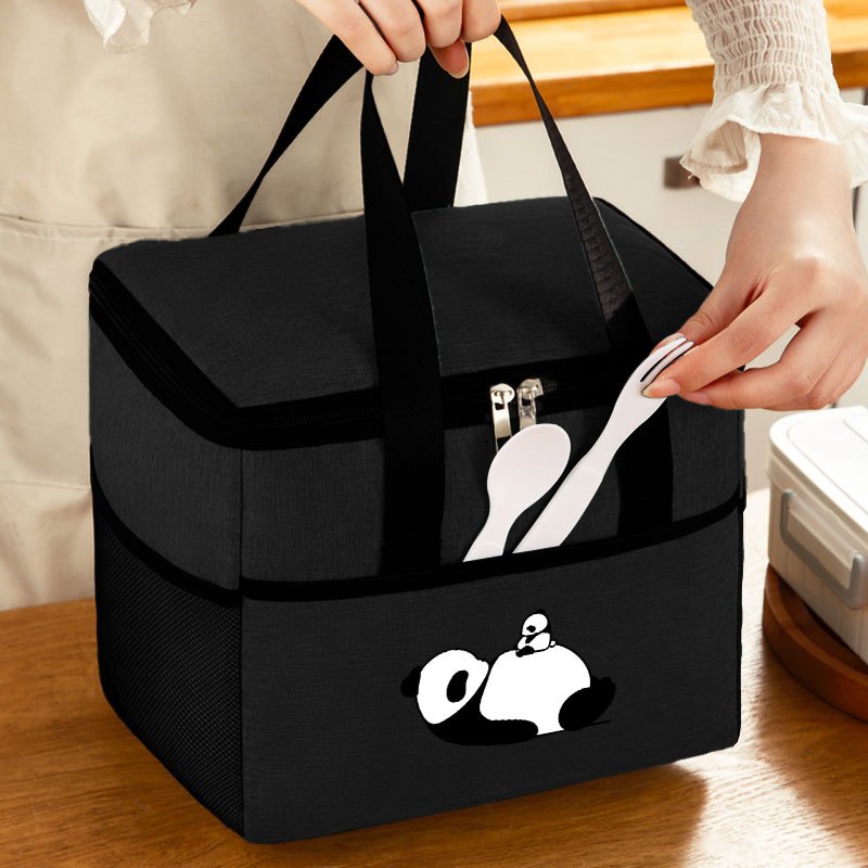 Insulated Lunch Bag with Panda Waterproof Oxford Fabric