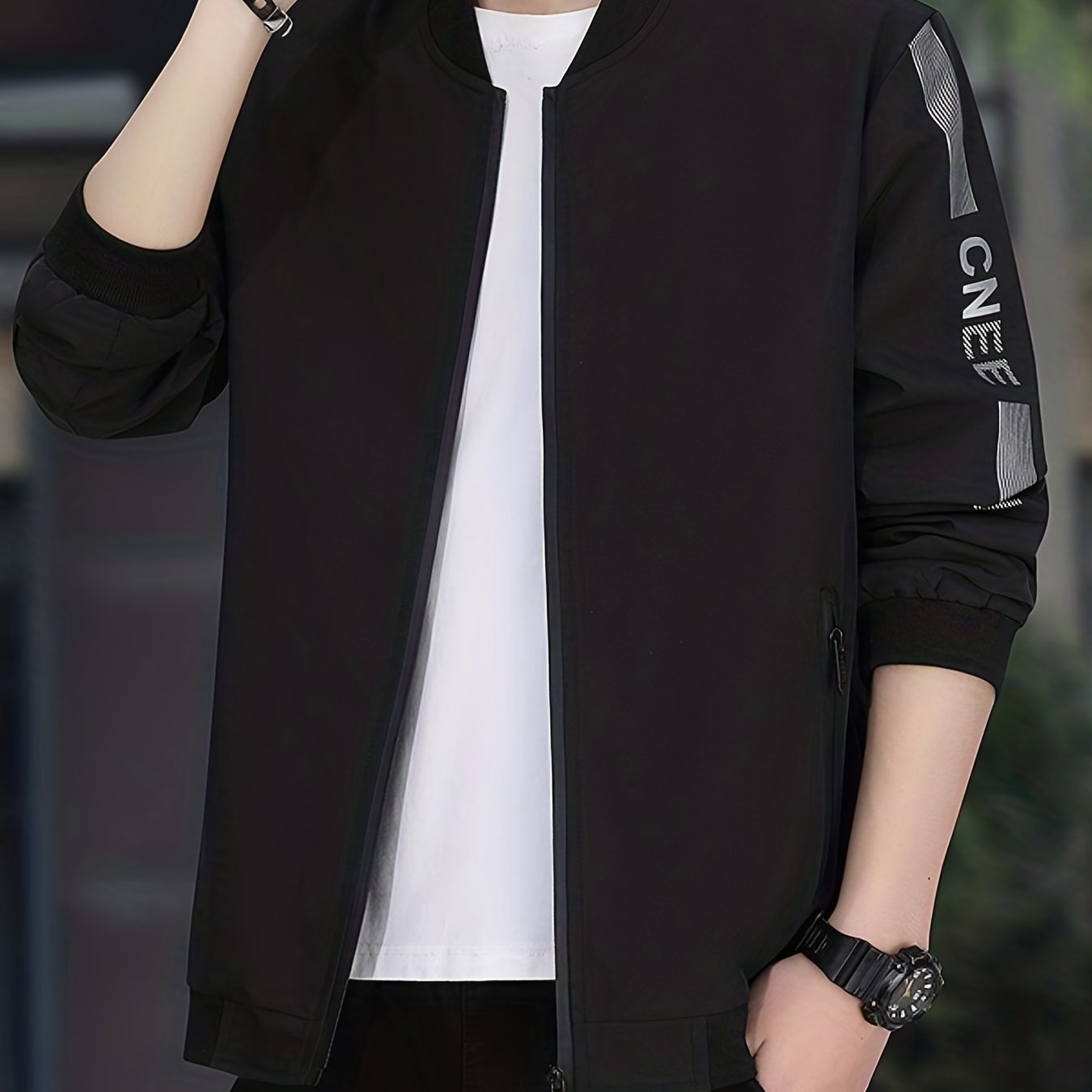 Men's Zip Up Windbreaker Jacket Baseball Collar Coat for Spring Autumn