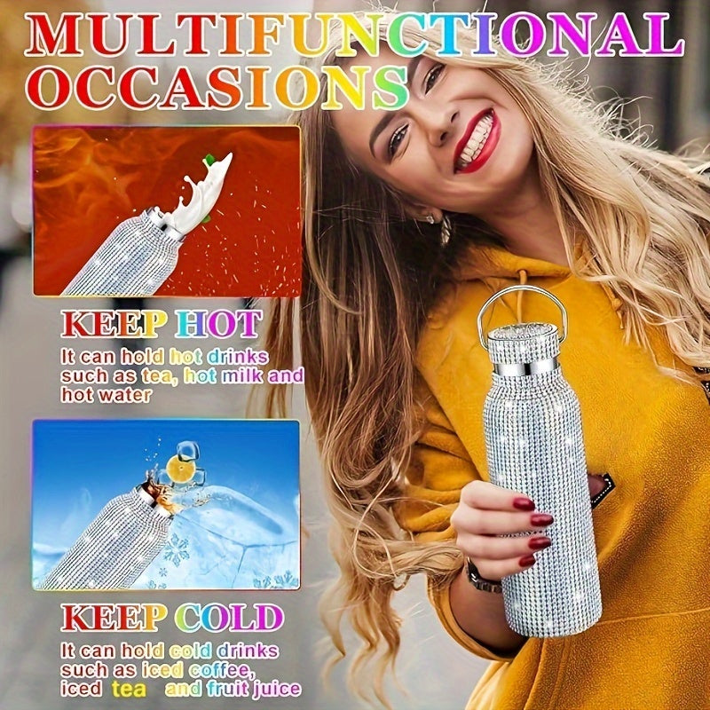 Sparkling Studded Vacuum Flask 500ml Insulated Water Bottles Travel Thermal Cups