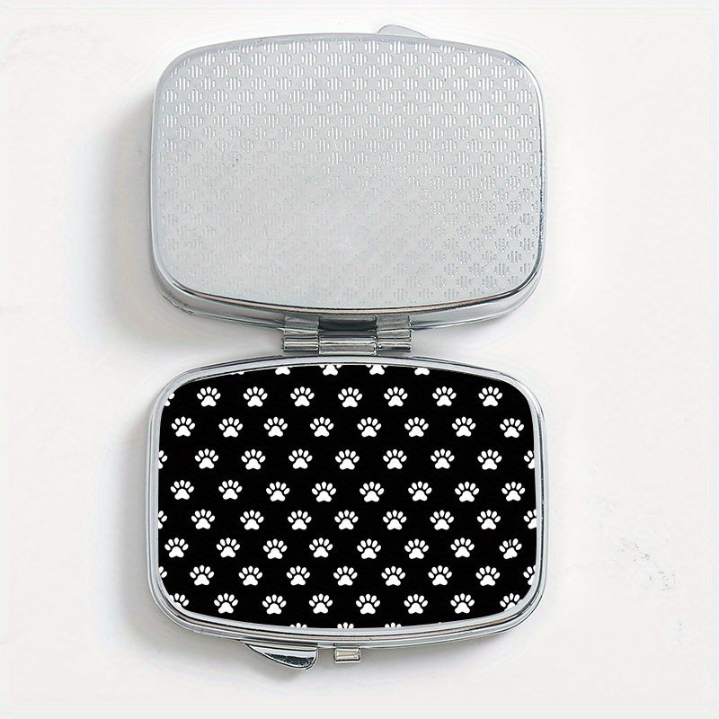 1pc Paw Print Pattern Two Compartment Pill Box Mini Medicine Box