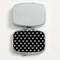 1pc Paw Print Pattern Two Compartment Pill Box Mini Medicine Box