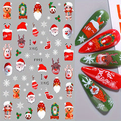 Christmas Nail Art Stickers Santa Elk Snowman