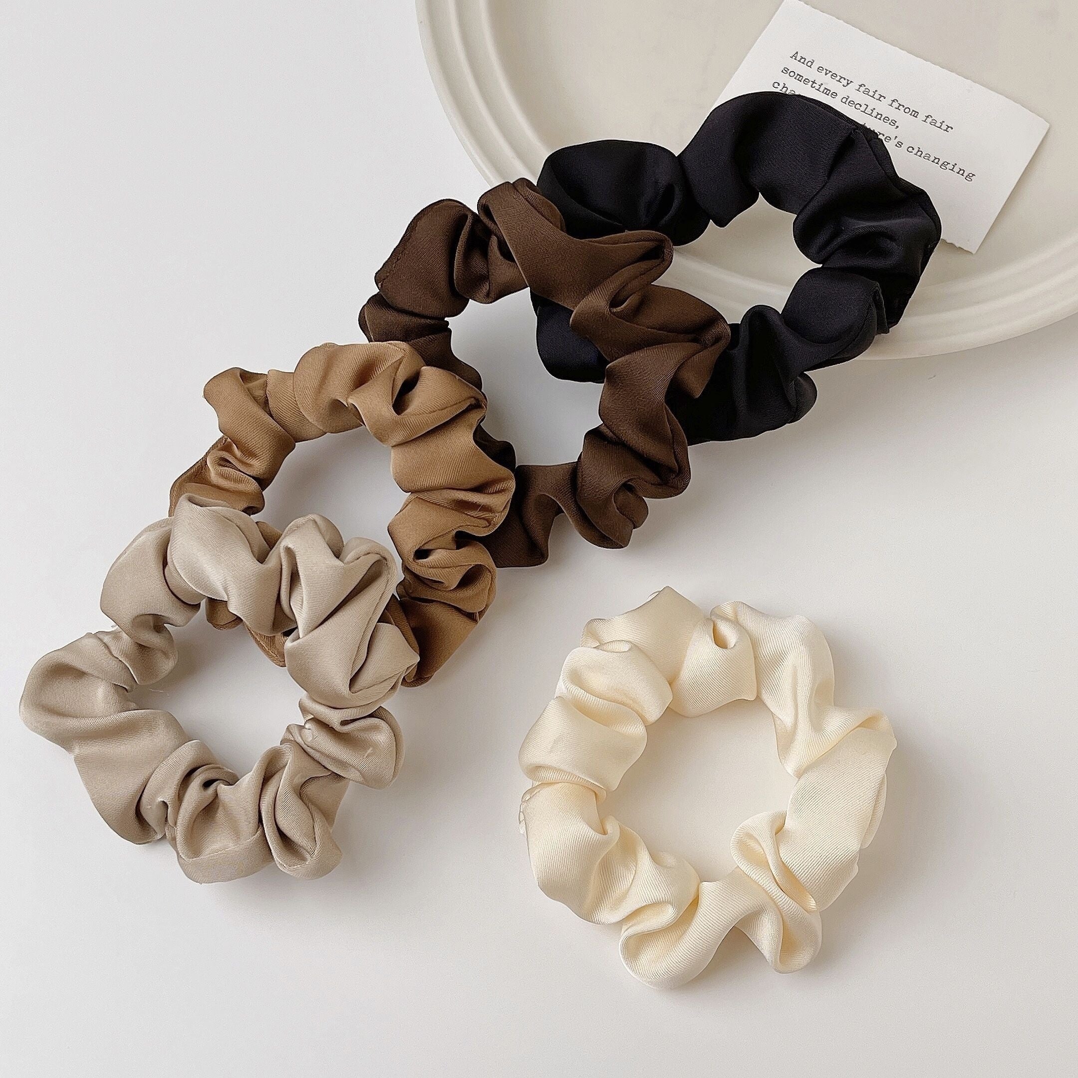 5pcs Solid Silk Hair Scrunchies for Women Girls Soft Elastic Scrunchie