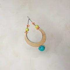 Parrot Supplies Moon Shaped Wooden Bell Puzzle Swing Stand Cloud Ladder