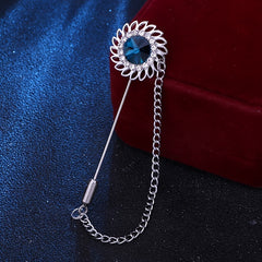 Men's Sunflower Long Brooch Pin Business Suit Jacket Accessories