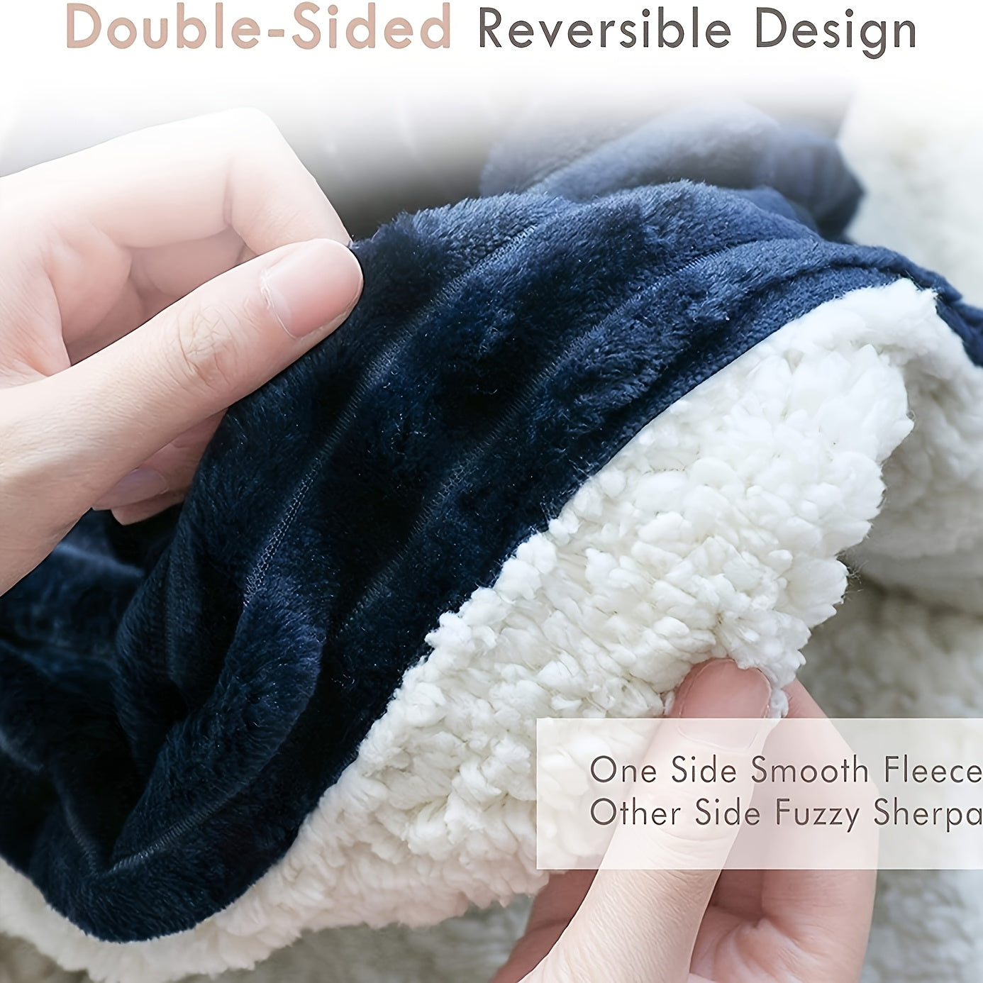 Navy Sherpa Fleece Baby Blanket Reversible Warmth for Kids & Toddlers