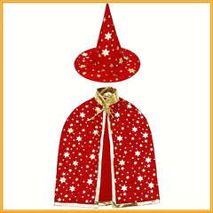 Kids Halloween Cosplay Cape & Hat Set
