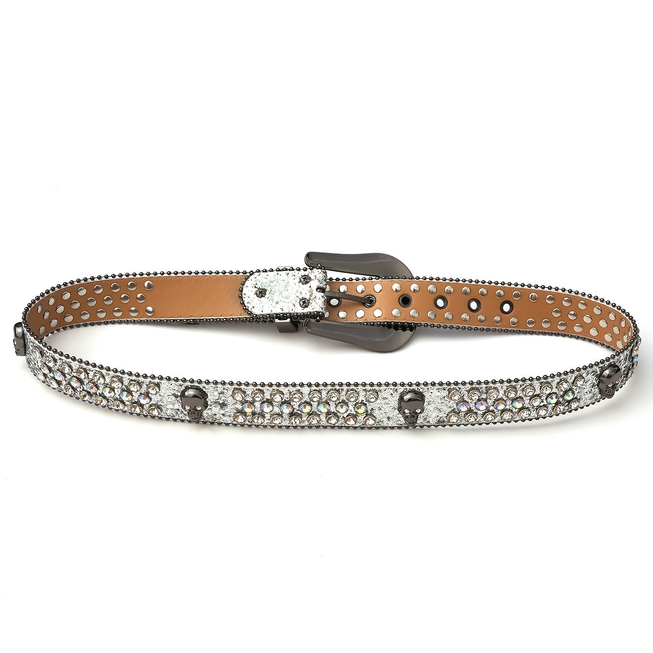 Men's Skull Rhinestone Belt Western Cowboy Bling Punk Jeans Jacket