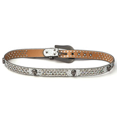 Men's Skull Rhinestone Belt Western Cowboy Bling Punk Jeans Jacket