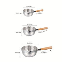 Stainless Steel Milk Pot Pan Wooden Handle for Cooking and Serving