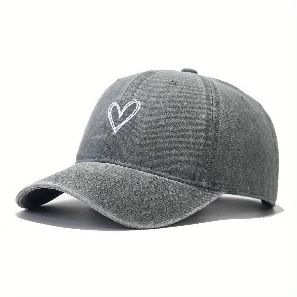 Vintage Baseball Cap Heart Embroidered Dad Hat Adjustable Sun Hats