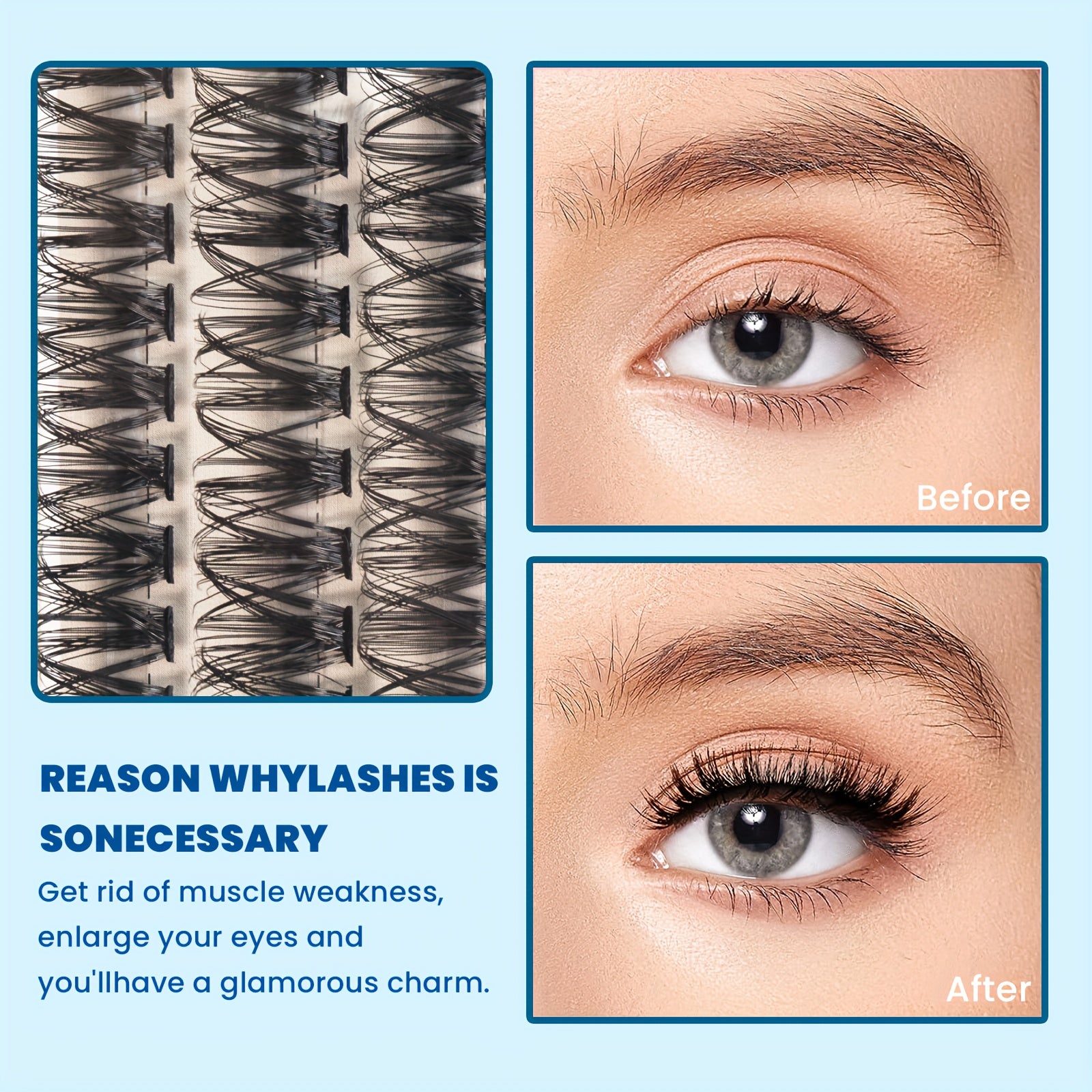 60Pcs DIY Eyelash Extensions 40P C Curling 10 12 14mm Fluffy & Long Cluster Fals