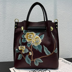 Embroidered PU Tote Chinese Style Commute & Travel Bag