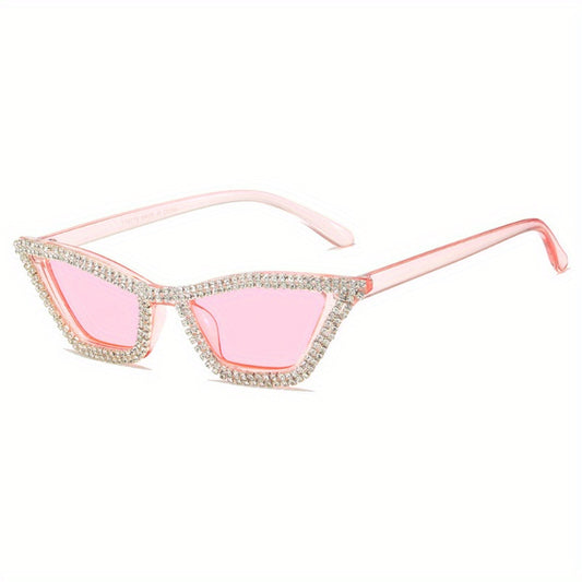 Girl's Rhinestone Inlaid Sunglasses Triangular Cat Eye Sunglasses