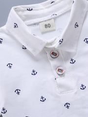 Baby Boys Anchor Print Short Sleeve Polo Shirt & Shorts Set