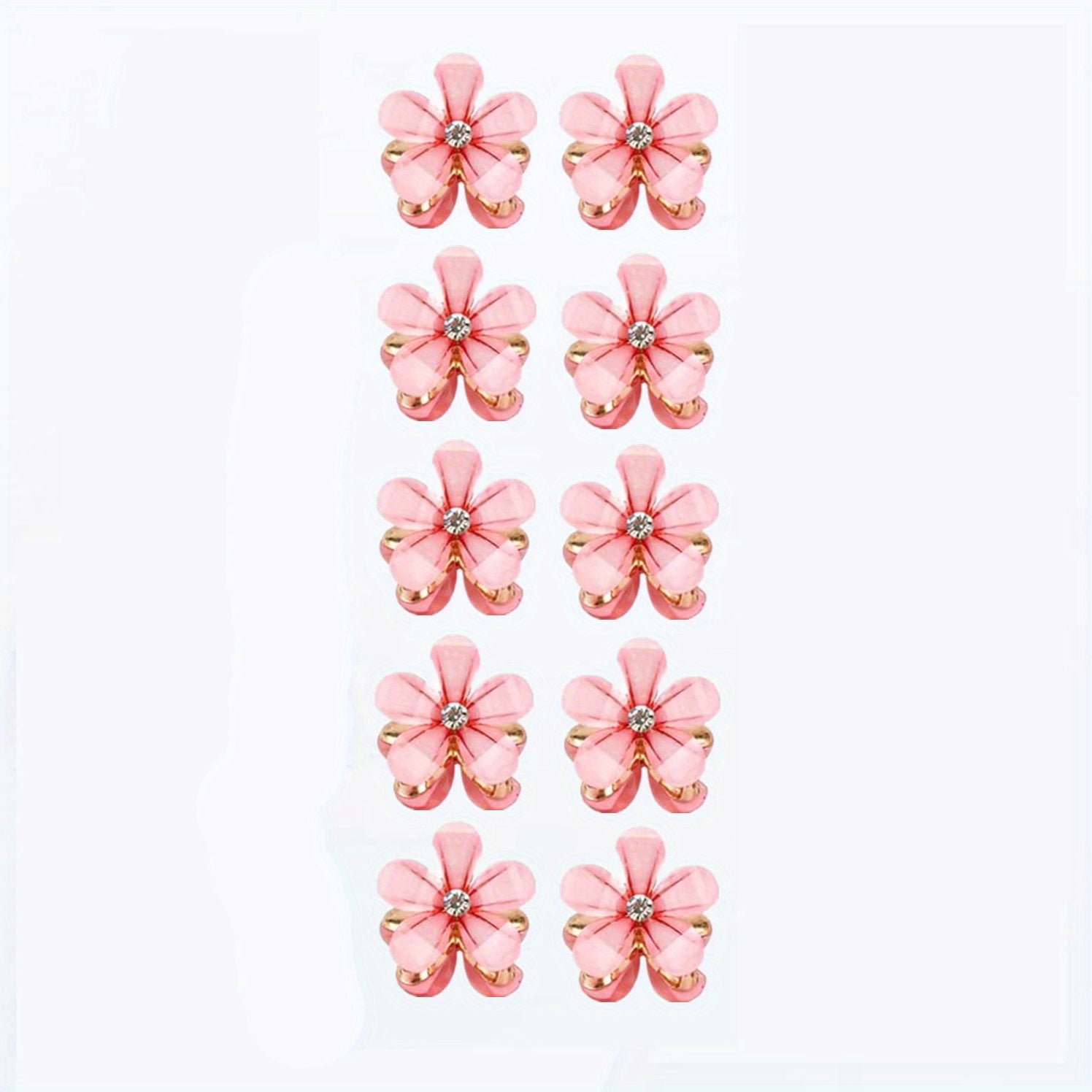 10pcs Faux Pearl Hair Clips with Flower Embellishments