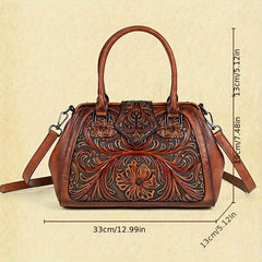 Vintage Floral Embossed Tote Bags Brown Red Green w/ Removable Straps