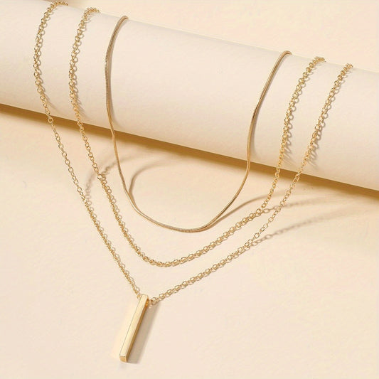 Geometric Pendant Necklace 18K Plated Jewelry