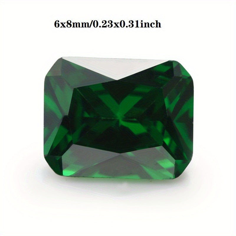 Rectangle Cut Green Zirconia CZ Loose Gemstone