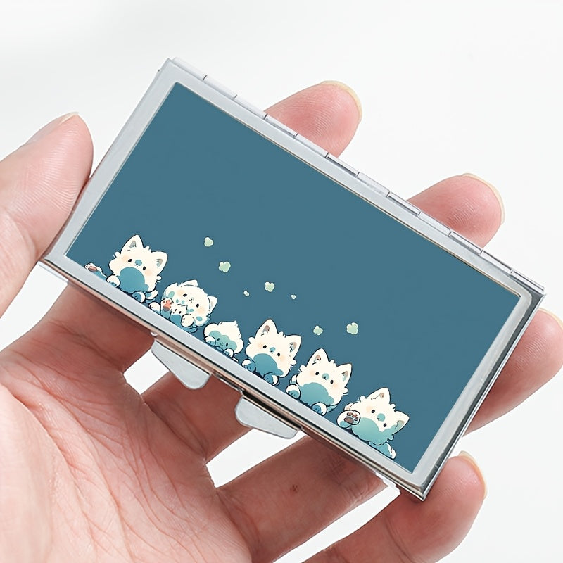 Cat Pill Organizer for Travel Sports Daily Use Metal Case for Vitamins