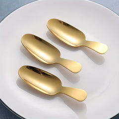 2pcs Stainless Steel Dessert Spoon Set Short Handle Coffee Scoop Mini Tea Spoons