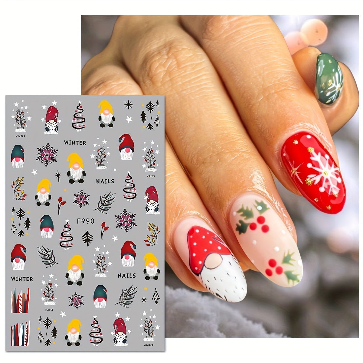 Christmas Nail Art Stickers Santa Elk Snowman