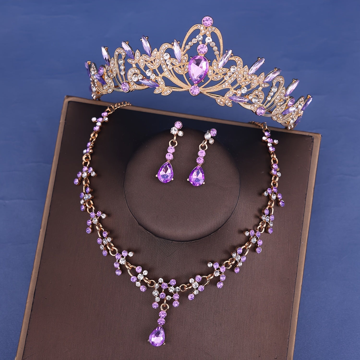 Girl's Crown Necklace Earrings Jewelry Set